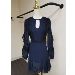 แฟชั่นขายส่งฝรั่งเศสนุ่มดอกไม้ชุดผู้หญิงชีฟองที่กำหนดเองที่หรูหราสำหรับผู้หญิง